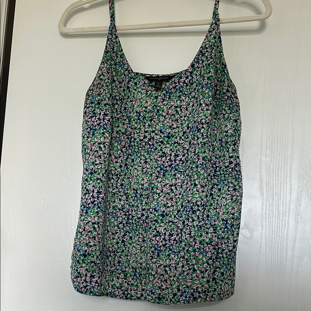 Banana Republic Green Floral Sleeveless Camisole